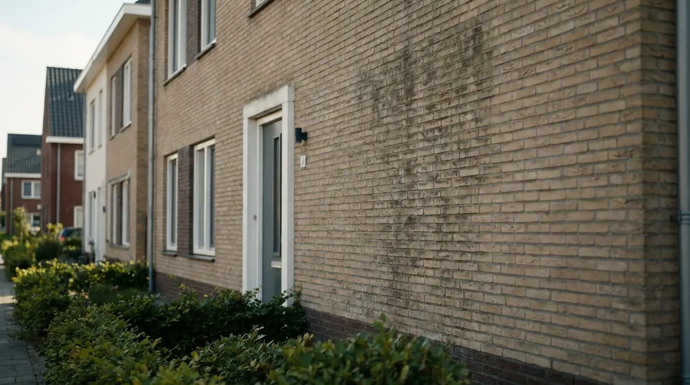 Gevel na hogedrukreiniging door Struijs